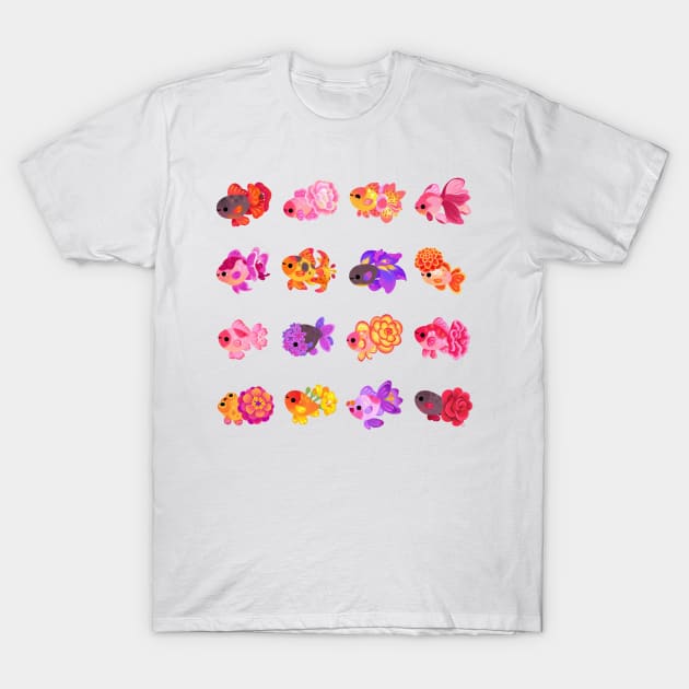 Flower goldfish T-Shirt by pikaole